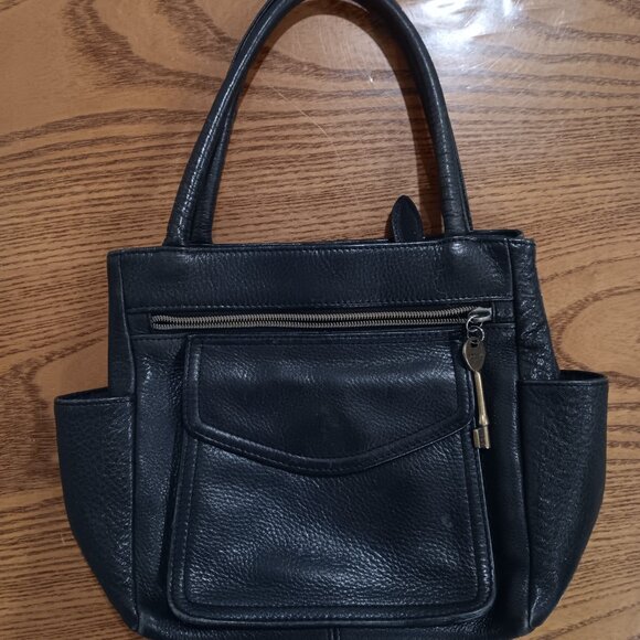 Fossil black 1954 vintage leather crossbody key purse handbag - Picture 5 of 7